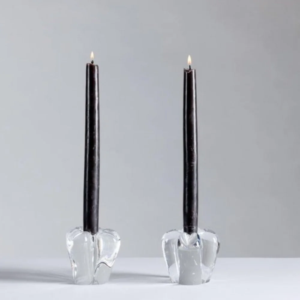 Daum Pair of Crystal Candleholders France 20th Century Signed Art Rare New